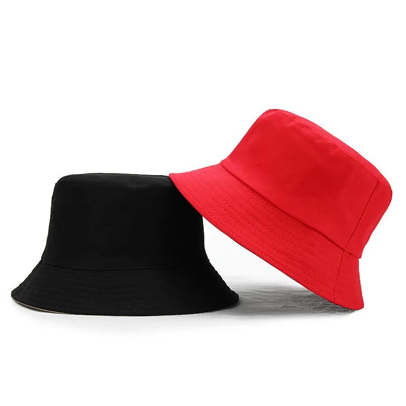 Spring and Summer Cotton Solid Double Sided Bucket Hat Fisherman Outdoor Travel Hat Sun Cap for Men and Women 282