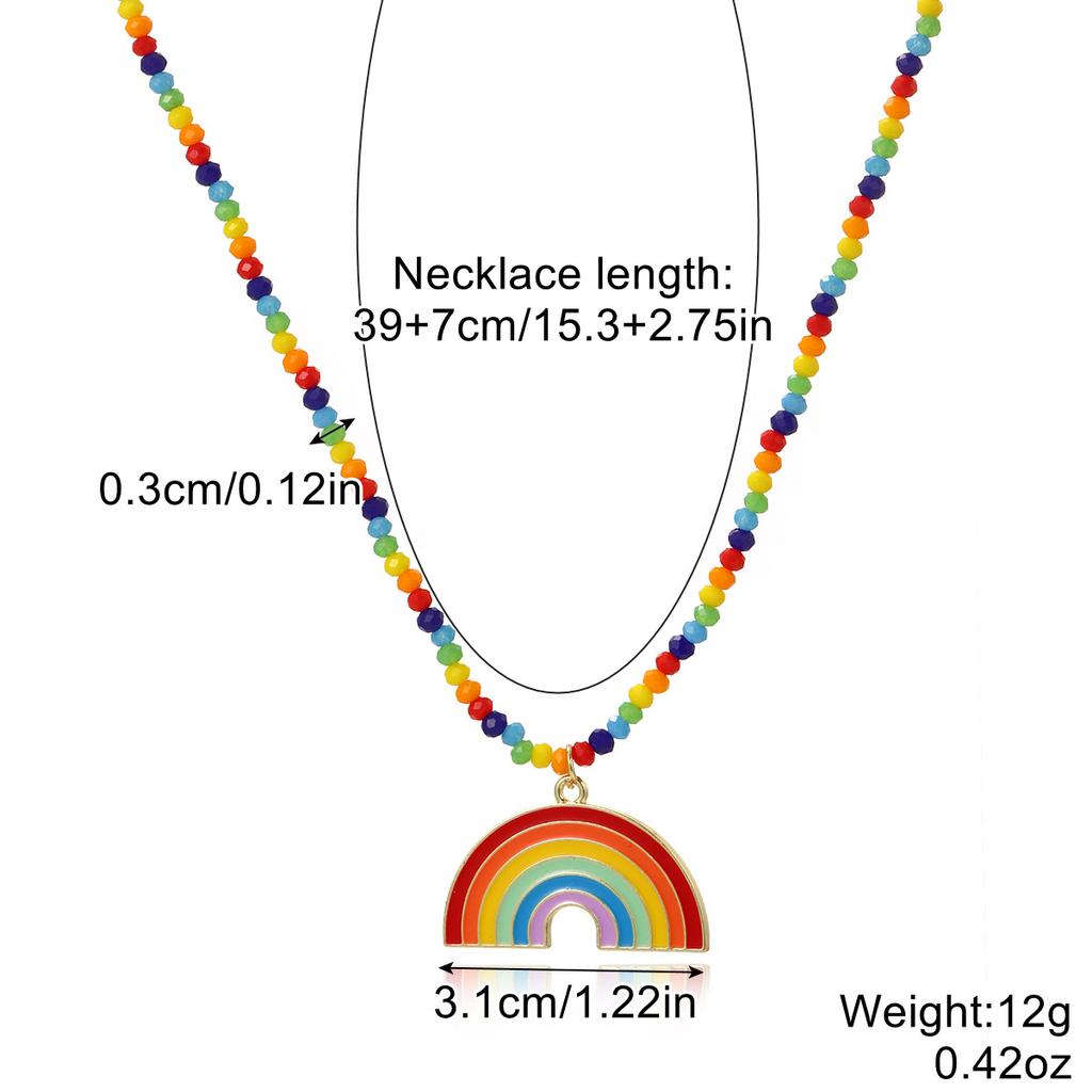 Necklace for Women Jewelry Rainbow Collarbone Chain Simple Layered Necklace Crystal Rainbow Pendant Couple Necklace Elegant Necklace