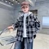 Boys Long Sleeve Hooded Plaid Shirt Kids Casual Autumn Spring