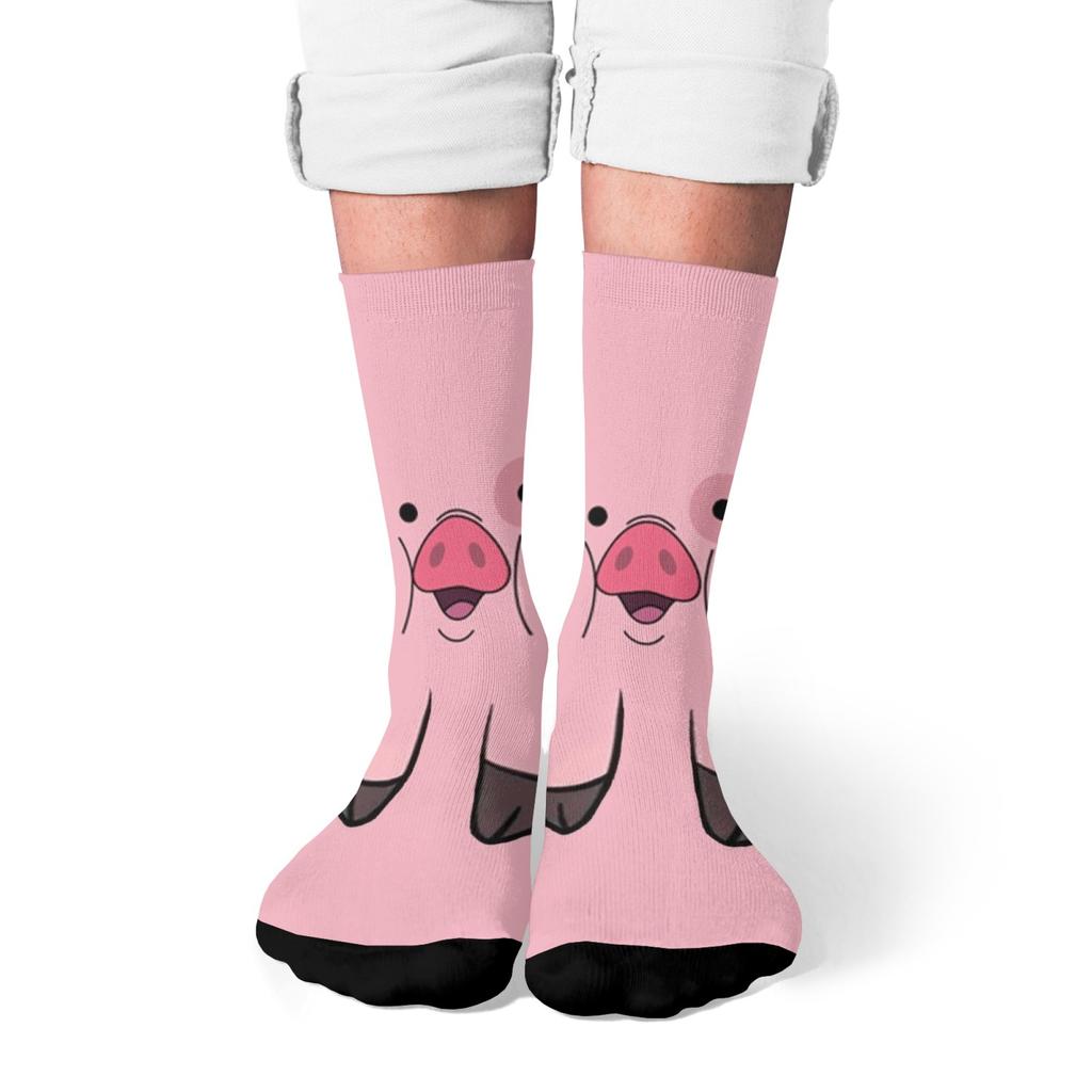 1 Pair  New Unisex Socks Adorable Pig Face Cartoon Prints Fun Design Casual Street Style Fashion Long Stocking