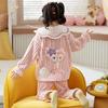 Kids Flannel Pajamas Set Boys Girls Warm Long Sleeve Top And Pants Sleepwear Winter Home Nightwear