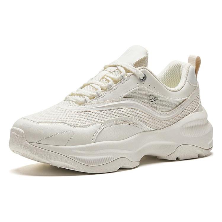 New Anta Bai Wei Cushioned Wear Resistant Breathable Height Increasing Low Top Casual Shoes Women's Ivory White 922428820-1