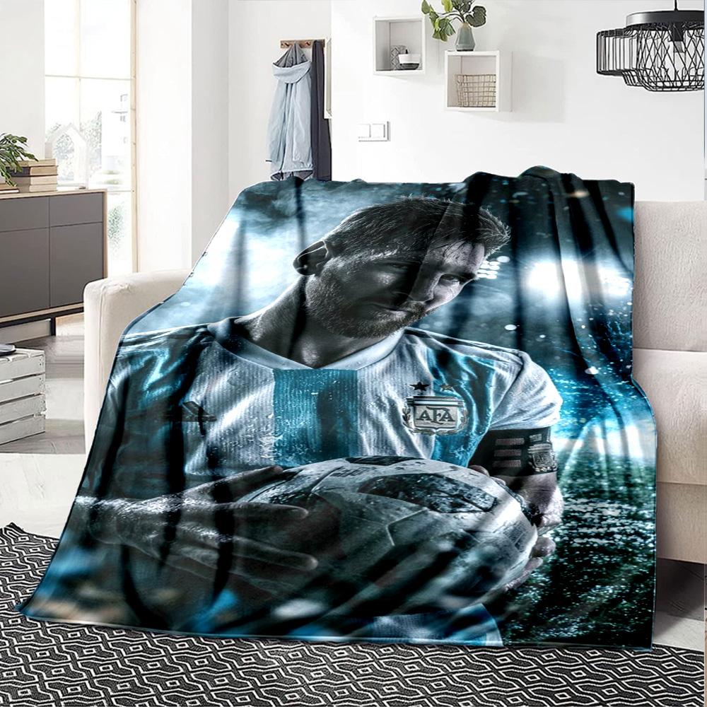 Football Messi Blanket Soft Warm Cozy Great for Couch Bed Bedding for All Occasions Digital Print Gifts For Family Or Friends