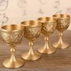 European Wine Glass, Brass Vintage Portable Golden Cup, Carved Mini Spirit Vodka Cup, Tabletop Living Room Decoration, 30ml,1pcs