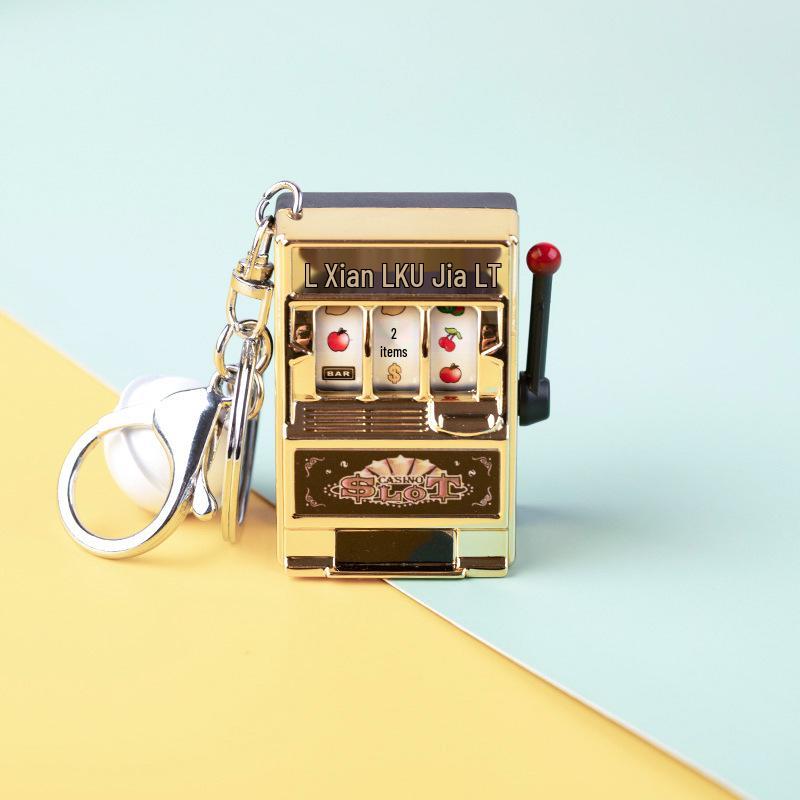 Mini Slot Machine Toy Keychain: Spinning Prize & Fruit Machine Accessories, Charms for Bags & Gifts