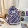 Schoolbag new 1011 plaid junior high school schoolbag girl high value ins style fashion high school student large capacity backpack