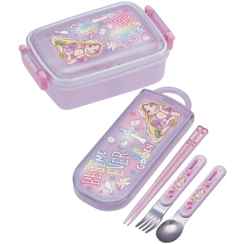 Skater Trio Set of Chopsticks, Spoon, and Fork, Disney Rapzel Design, Size 23, for Girls, Antibacterial, Made In Japan, TACC2AG-A
