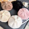 Women Fluffy Fur Beret Cap Solid Color Plush Warm Octagonal Hat For Lady Female Casual Anti-Cold Mink Velvet Pumpkin Hats