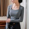 Modal Bottoming Shirt Women's Autumn and Winter New Thin Waistcoat Square Neck Long-sleeved Shirt Waist Top