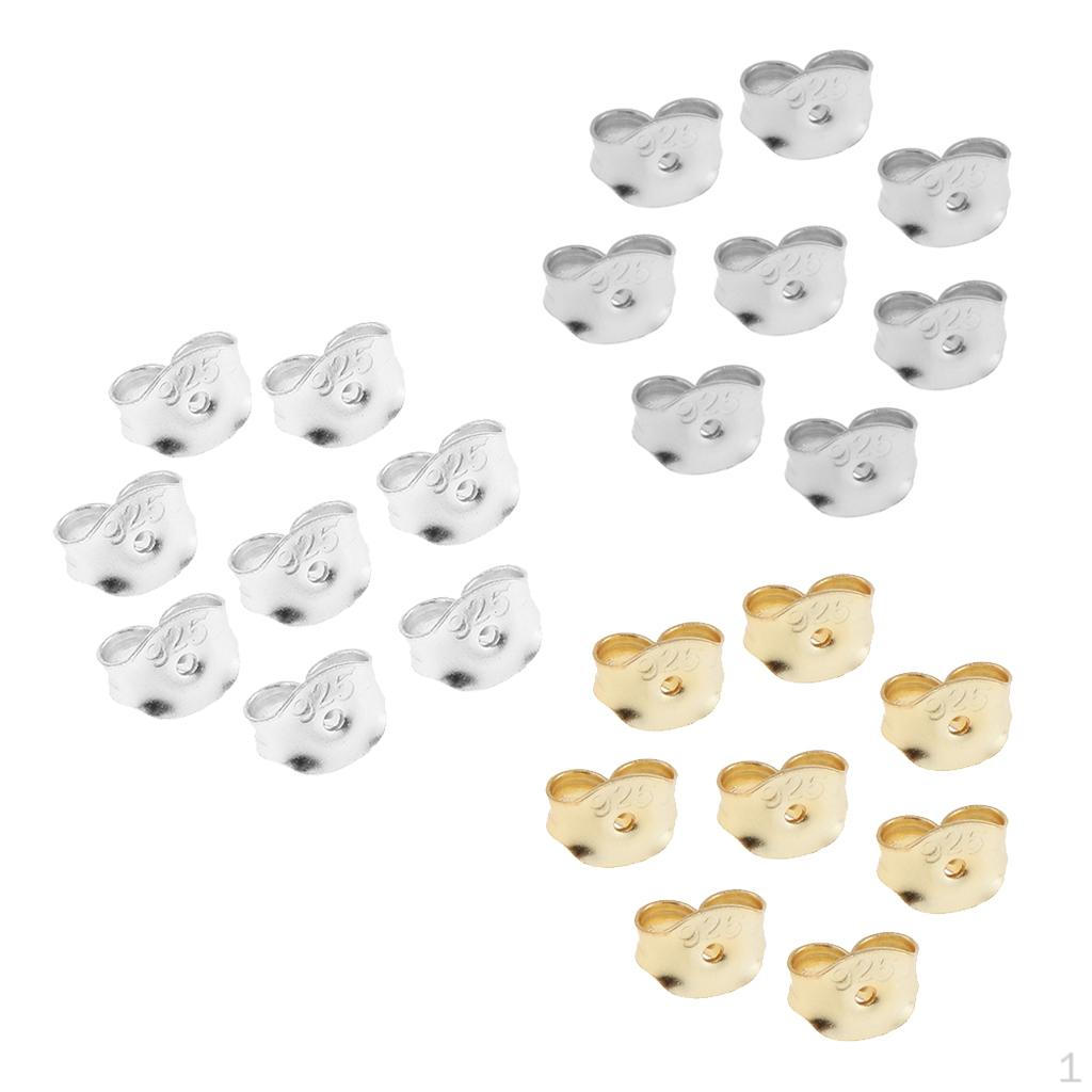 X10 Earrings Gold Metal Plug Stud Stoppers Findings Post Back - Foto 7