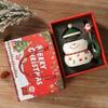 400ML Christmas Ceramic Cup with Lid Handle Cartoon Snowman Snowman Mug Couple Xmas Gift Milk Coffee Cup for Home with Box