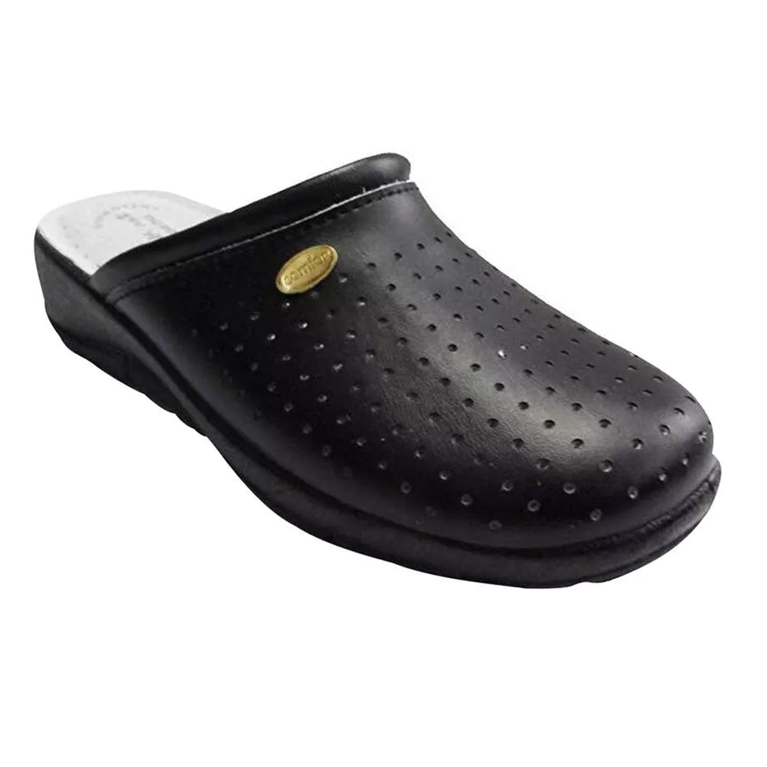 Dek Dames/Dames Leren Klompen 7 UK zwart