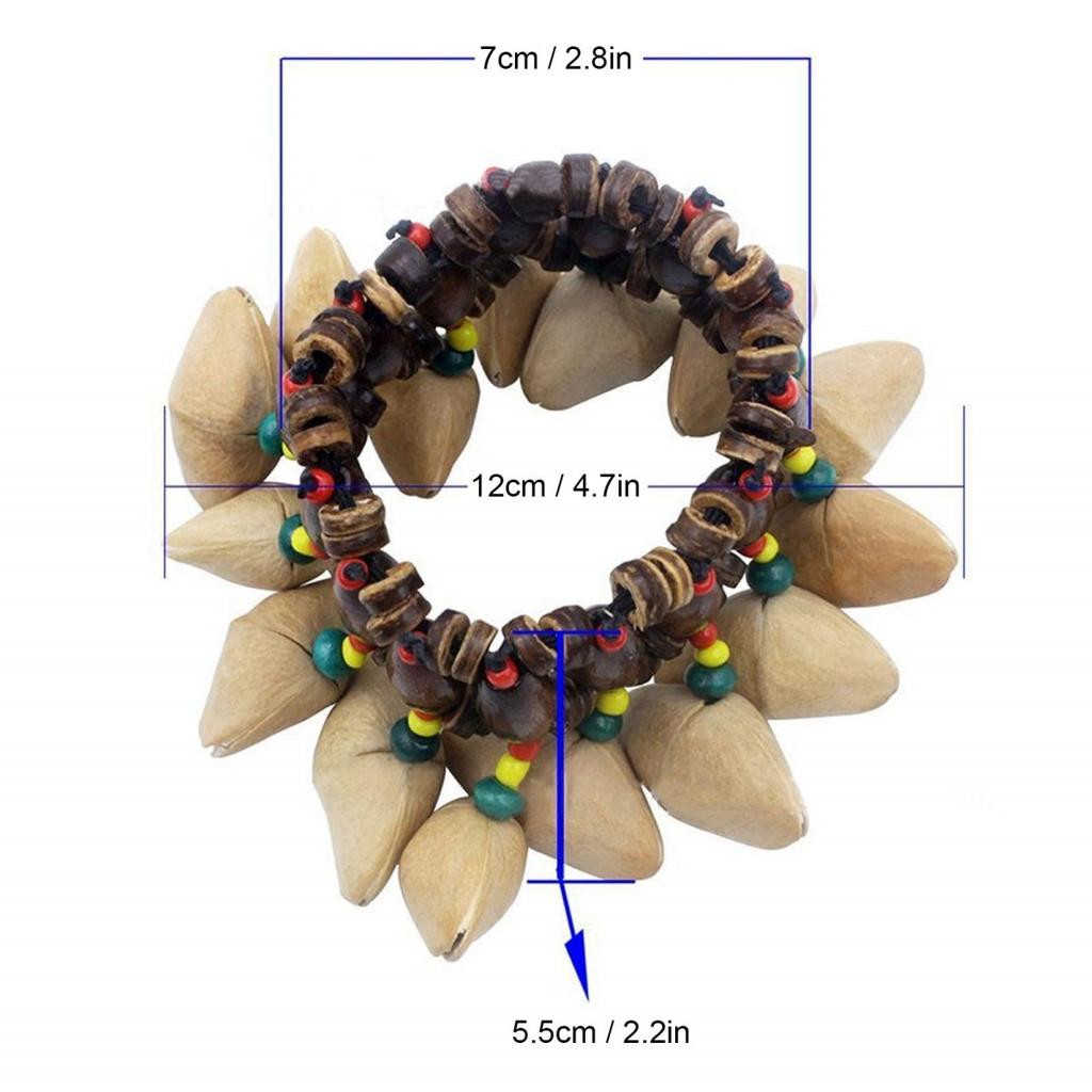 Miwayer Afrikanische Nussschalen Handglocke Armband Stammesstil/Für Djembe Afrikanische Trommel Conga Perkussion Musikinstrument Geschenke Spielzeug