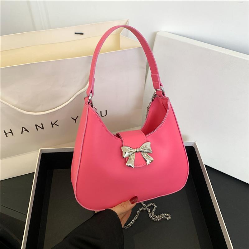 Stylish Bow Knot Trendy Casual 2024 Spring Chain Crossbody Shoulder Underarm Handbag