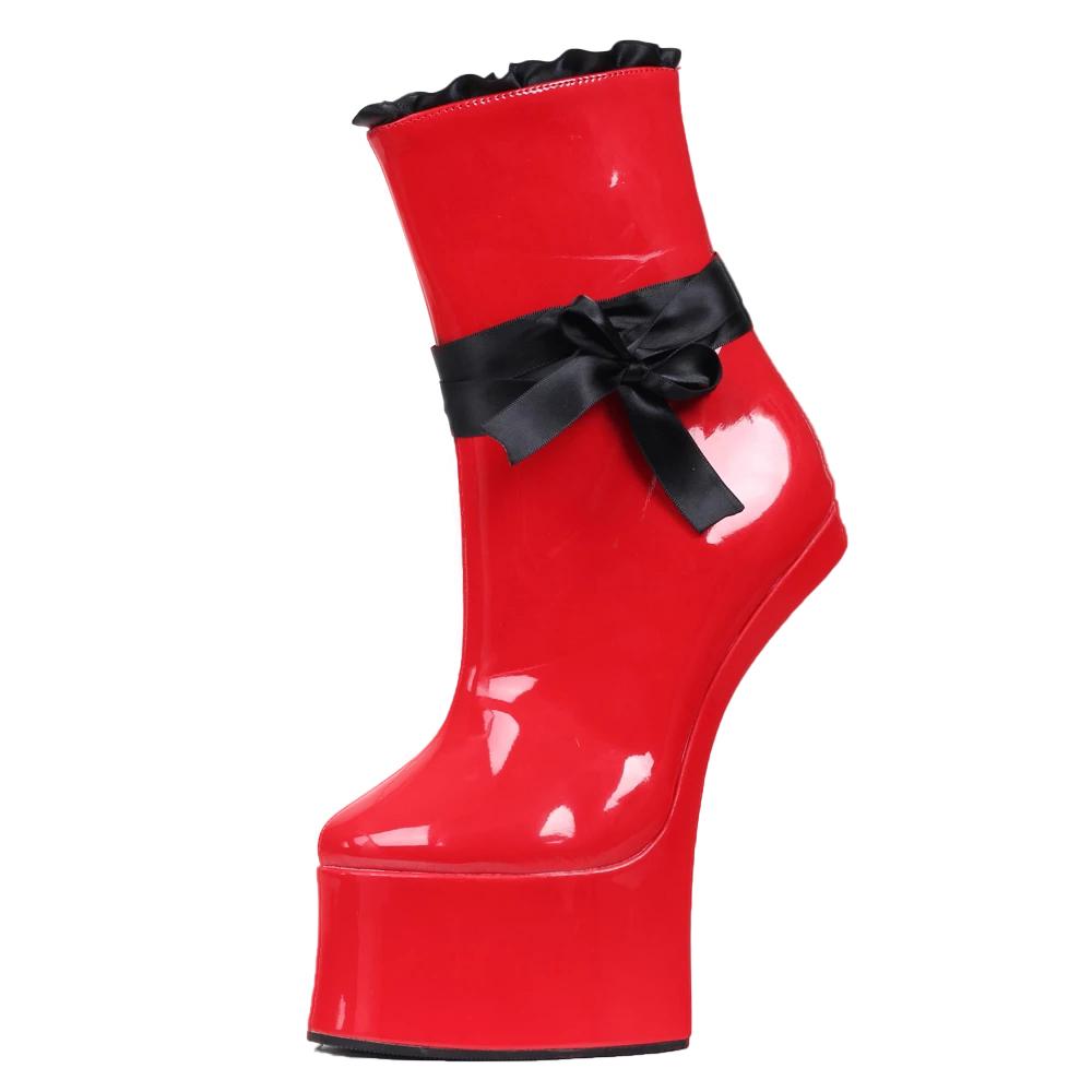 

JIALUOWEI сексуальные ботильоны на высоком конском каблуке 7 дюймов на платформе для косплея 45 красный