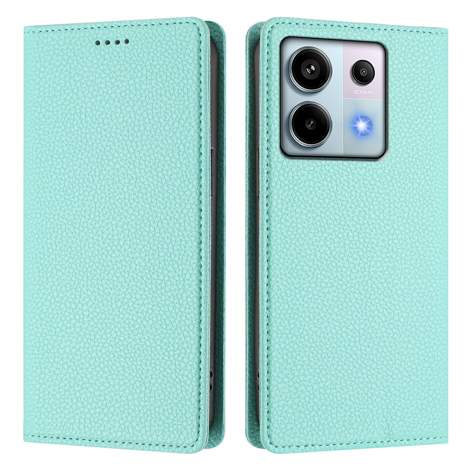 

For Xiaomi Poco X6 5G/Xiaomi Redmi Note 13 Pro 5G Wallet Case RFID Blocking Litchi Texture Leather Mobile Cover Mint Green