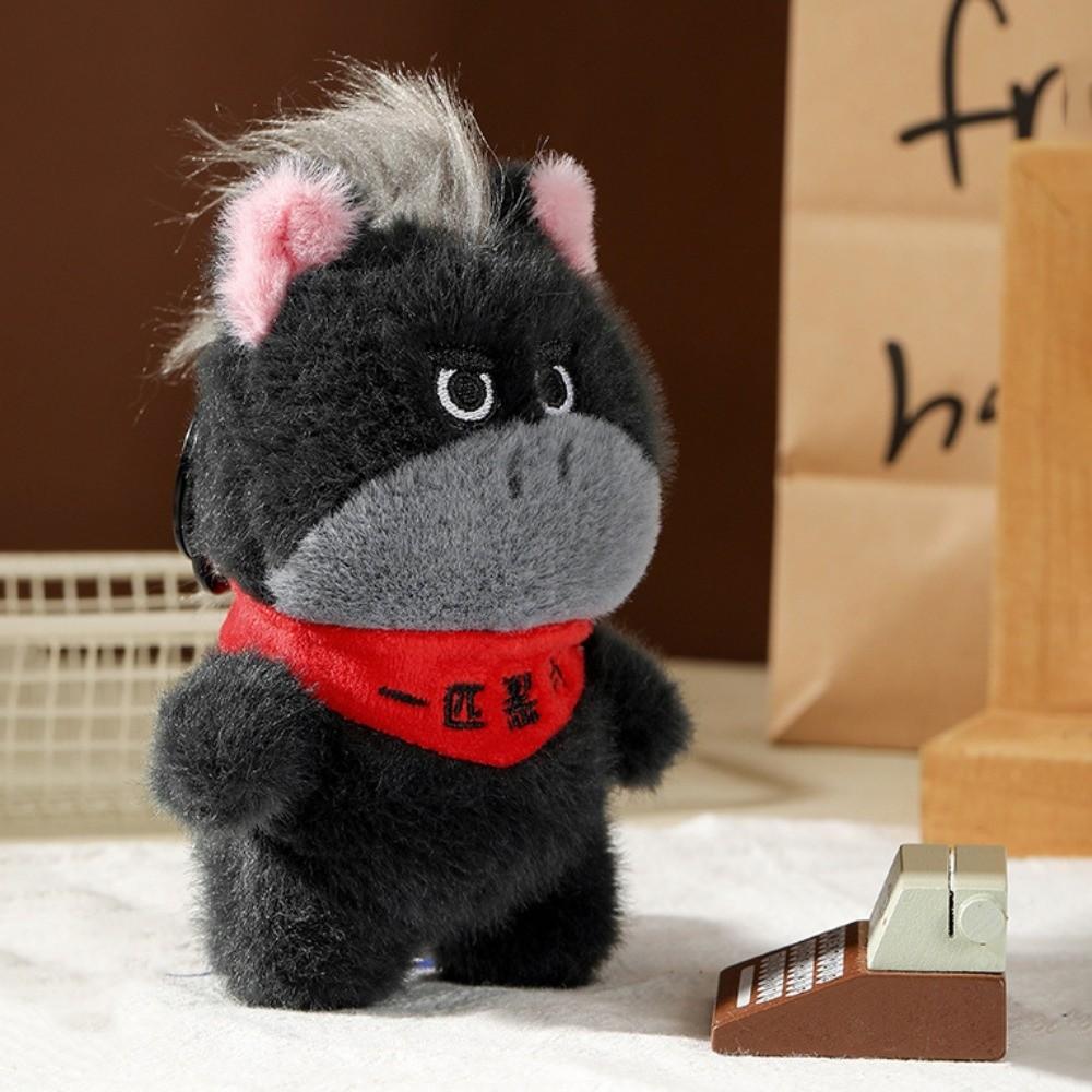 Stuffed Horse Stuffed Toy Keychain Black Simulation Horse Toy Keychain Children Toy