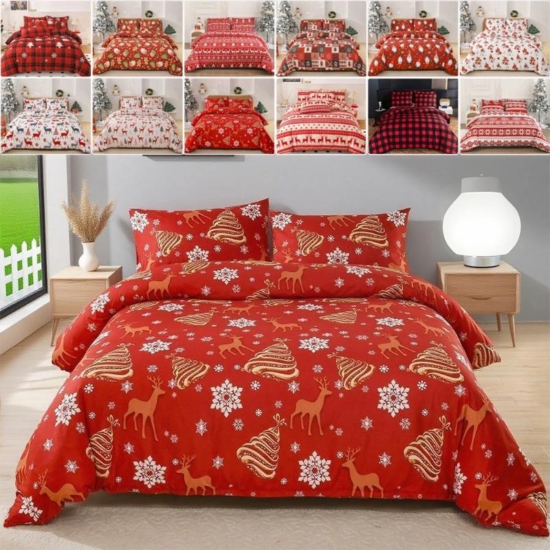 Christmas Decoration Bedding Set Soft Comfortable Breathable Duvet Cover Perfect For Bedroom And Guest Room Decor 2/3Pcs/Set