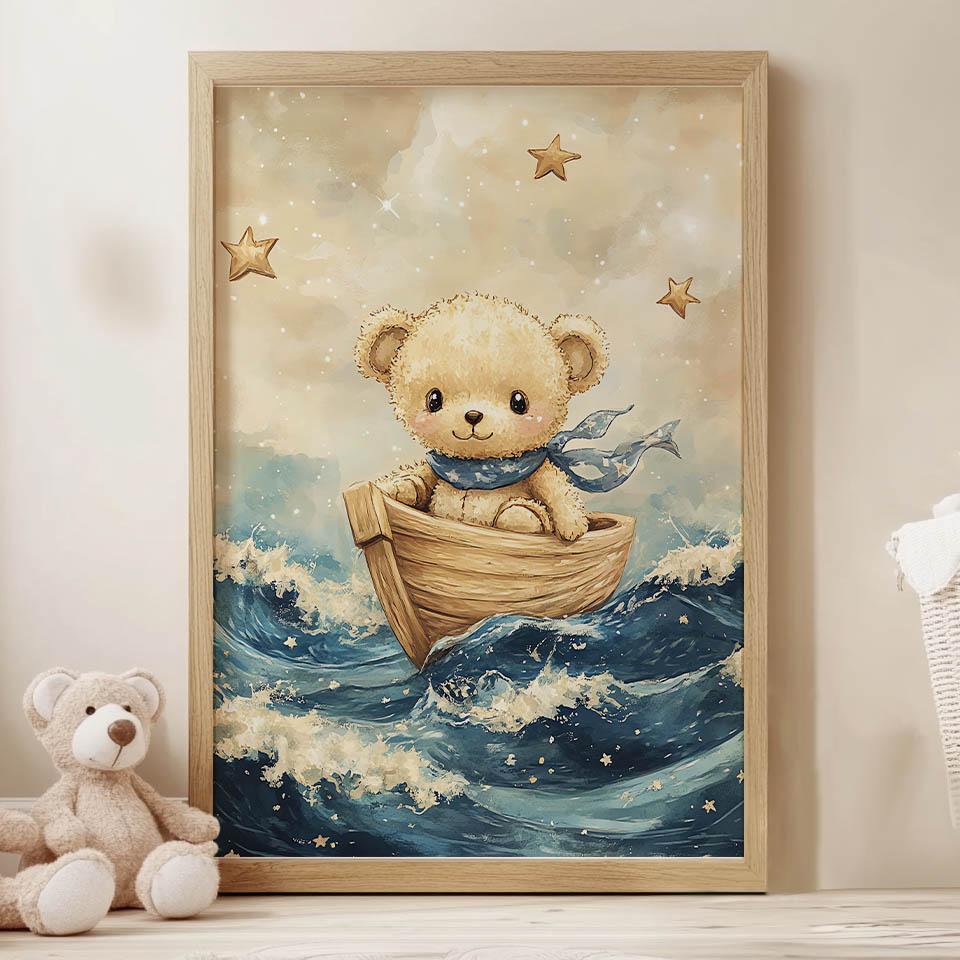 Poster Nalle i Łódź Poster Nalle i Łódź, 30X40 cm, Träram Ljus Ek, Matt Papper 230 gsm