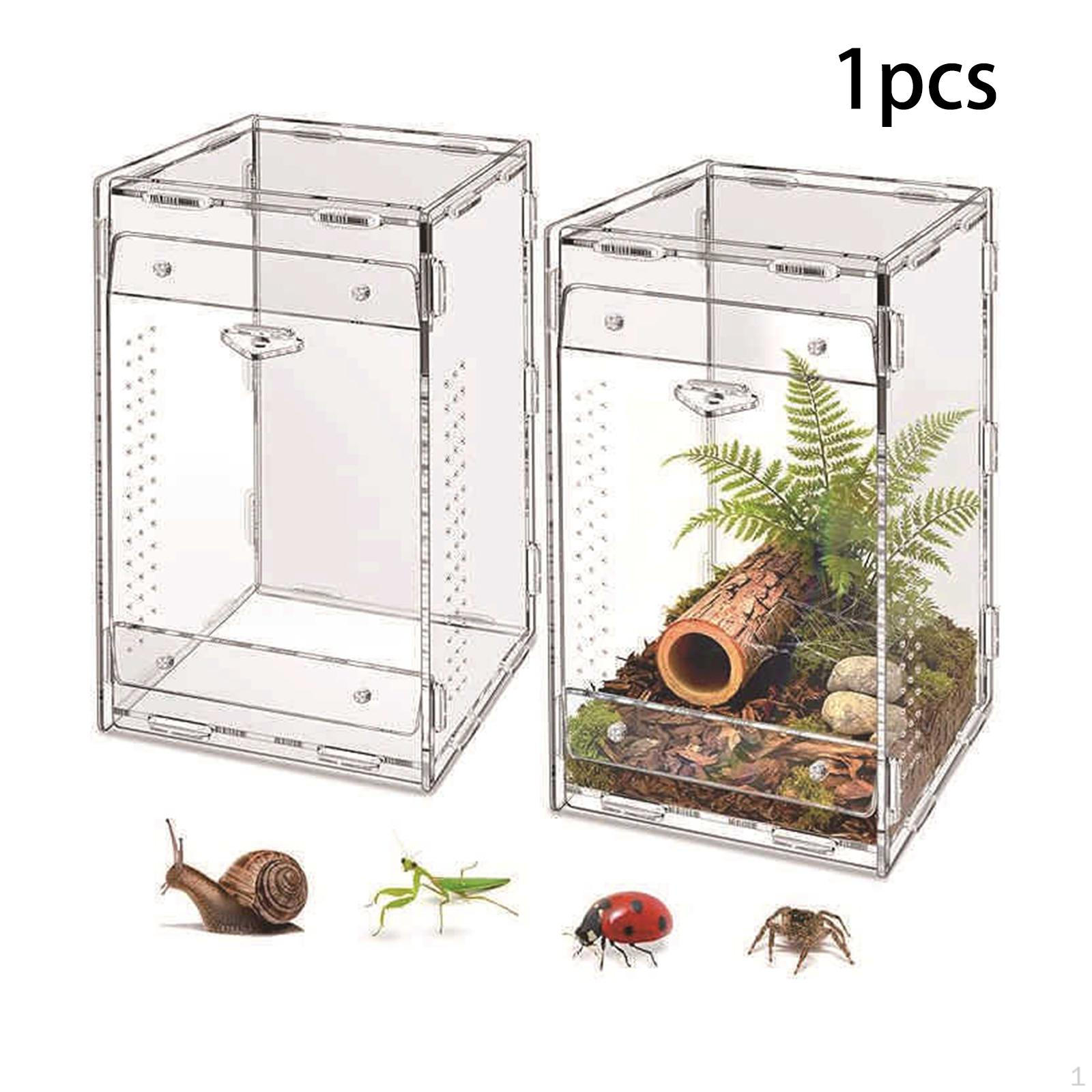 Reptile Terrarium Jumping Enclosure Acrylic Portable Sturdy Clear Breeding Box Animal