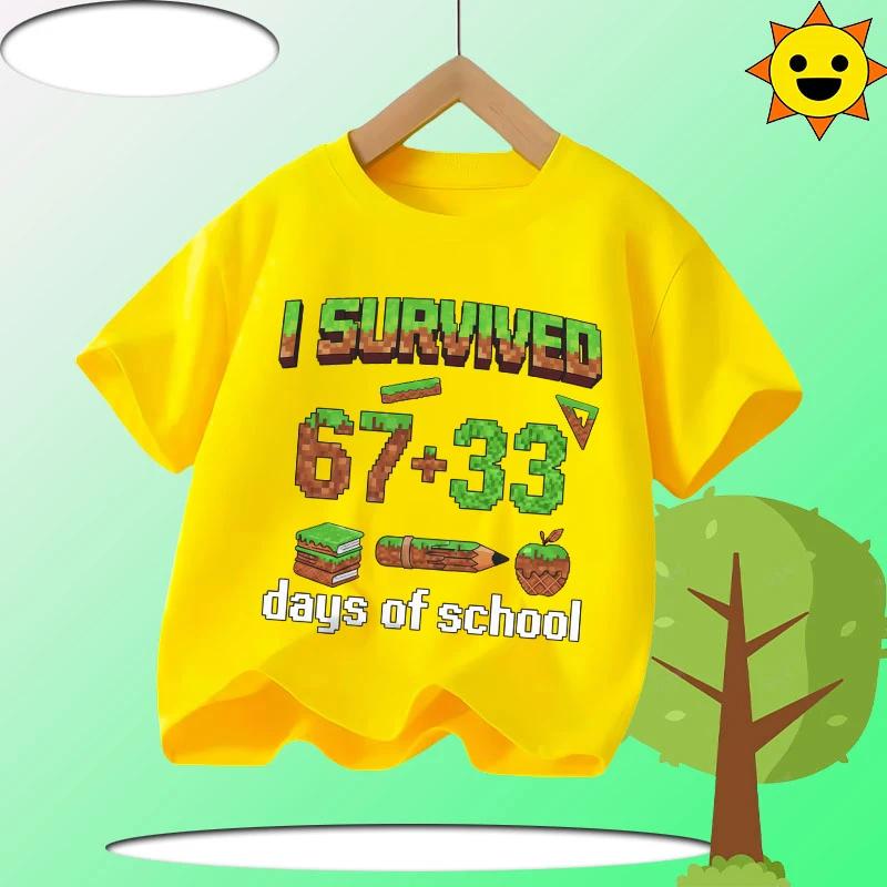 Summer Six Seven 67 Cartoon Cute Print Children‘s Short Sleeve Tops Polyester Casual Kids T-shirt Fashion Boys Girls Clothes Tees