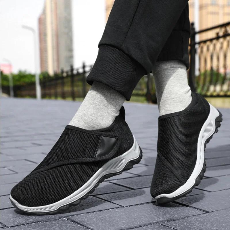 Men's Shoes Classic Breathable Canvas Shoes Soft Sole Comfortable Wide Feet Shoe Diabetic Walking Shoes Anti-slip Casual Sneaker