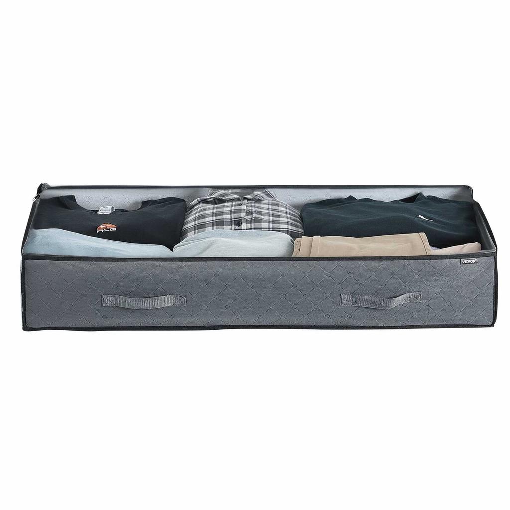 Under Bed Storage with Clear Lids, 996 X 500 X 180 Mm, 90L Large Underbed Clothes Storage Containers, Low Profile Under Bed Drawer Shoe Organizer Bins