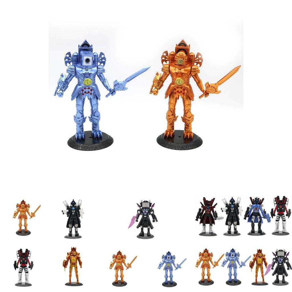 High Quality Pvc Titan Clock Man Figure Large Golden Warrior Model For Collectors