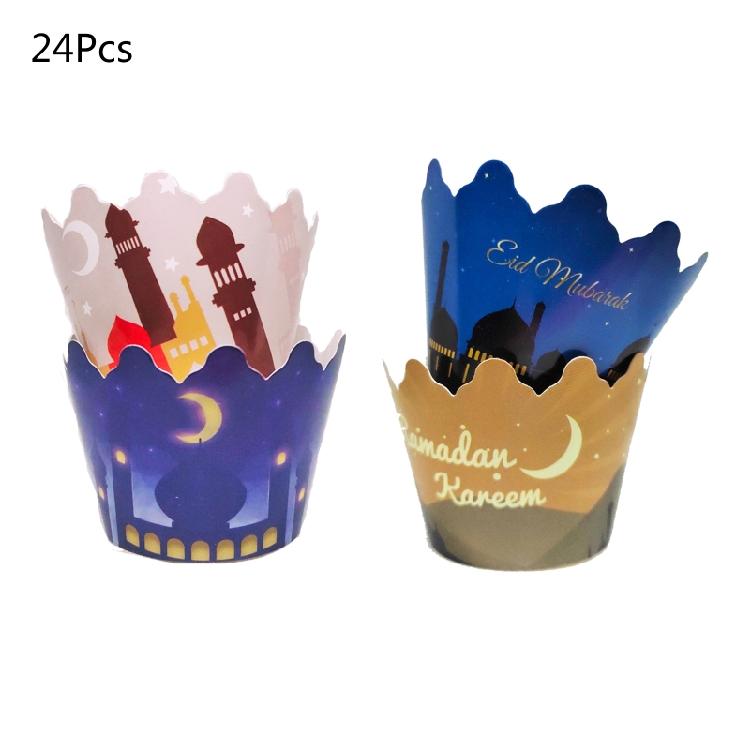 

Eid Mubarak Cupcake Toppers Wrappers Simple To Assemble Gift for Baking Lover 1