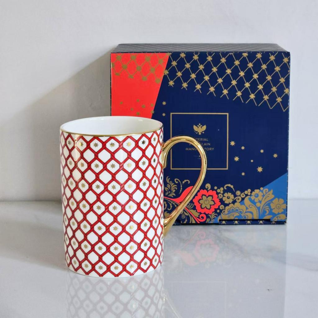 European Palace Style Gilded Bone China Coffee Cup Luxury Office Tea Cup Gift for Friends