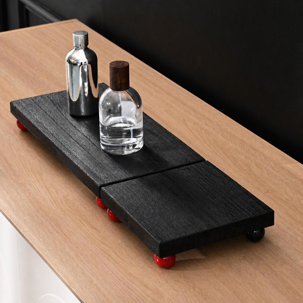 Wooden Tray with Feet Minimalist Decor Smooth for Vanity