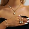 4PC Women's Fashion Water Drop Necklace, Earrings, Bracelets, Zircon Set, Suitable for Wedding, Party, Festival Gifts