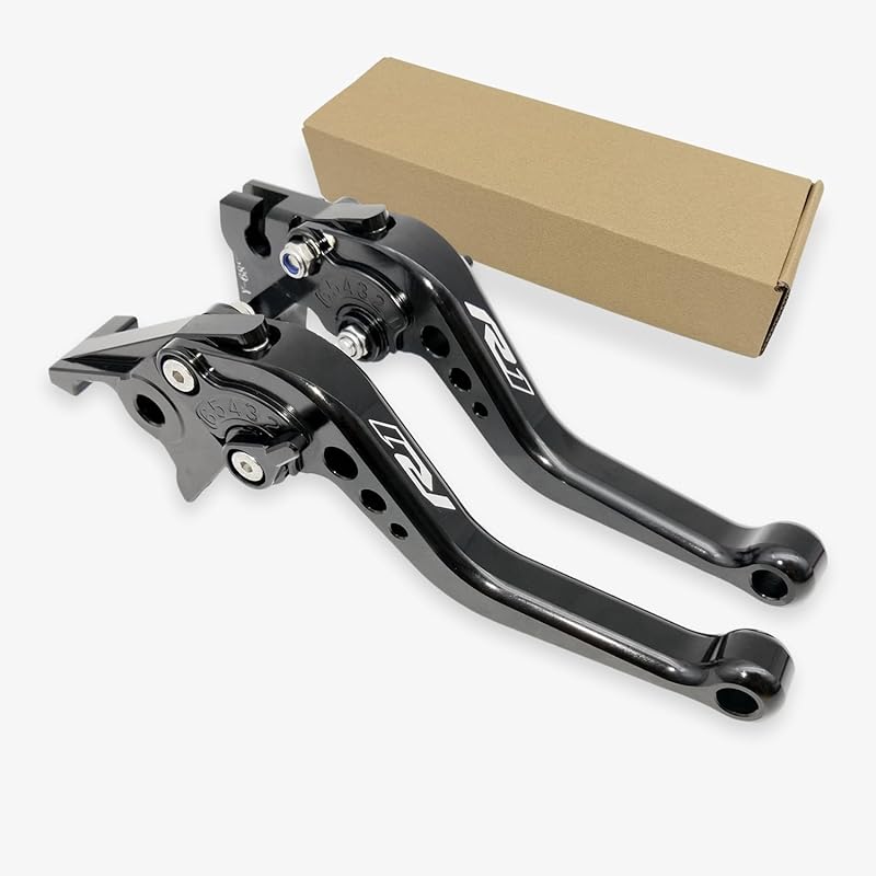 R1 Short Clutch Brake Levers for Yamaha YZFR1 1999-2024 YZF R1 R1M RS 2016 Motorcycle Accessories Adjustable Control Handles (Black_Glossy, YZF R1 M YZF R1 1999-2001