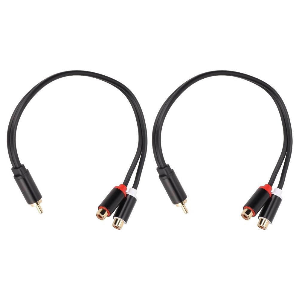 2PCS Plug and Play 1 Male to 2 Female 0.3m/11.8in for RCA Y Adapter Cable  Audio Video