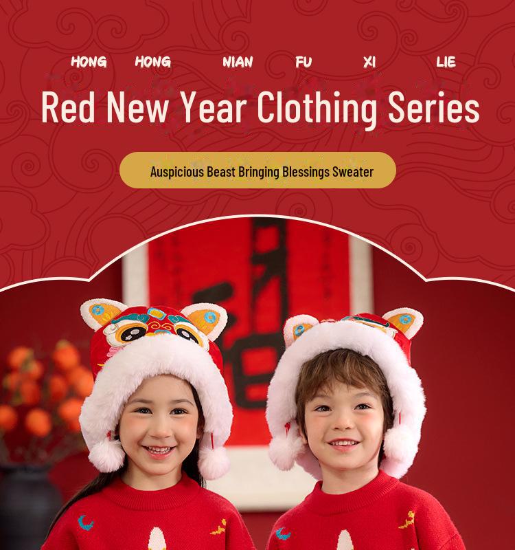 Suéteres de Ano Novo Infantil 2025 - Algodão Tipo A Roupas de Inverno para Meninos e Meninas