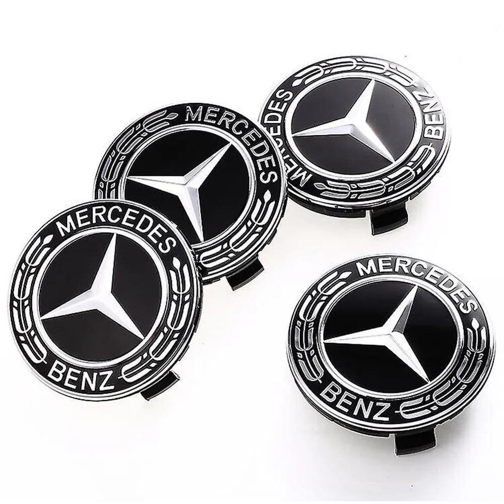 New 4PCS 75MM Car Wheel Center Hub Caps Emblem Tire Rim Covers For Mercedes Benz AMG W203 W206 W220 W205 W211 W212 GLA GLC CLA A