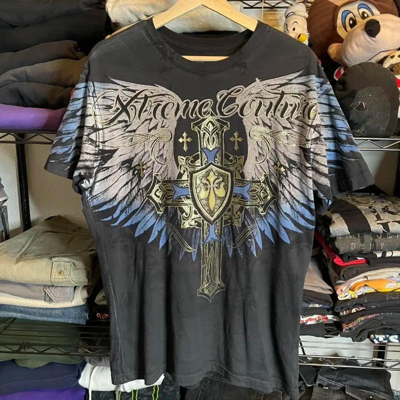 T-shirt da uomo estiva 3D stampata in stile Street Gothic, taglia grande. Tessuto Morbido e Traspirante Adatto per l'Uso Quotidiano
