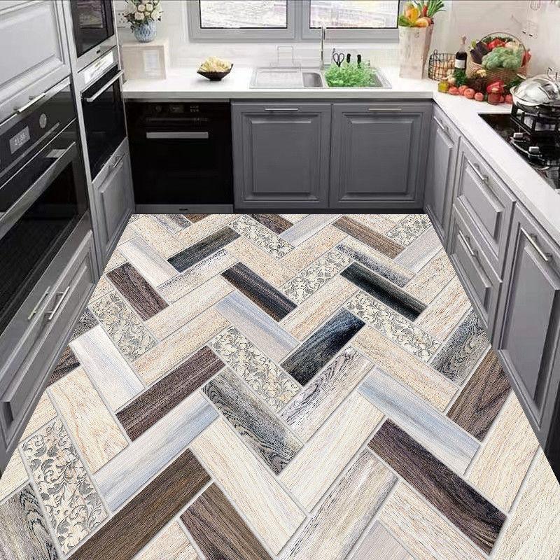 Carpet for Kitchen Pvc Floor Mat Large Size Waterproof Non-slip Carpets Leather Anti-oil Foot Mats Retro Home Decoration Rug