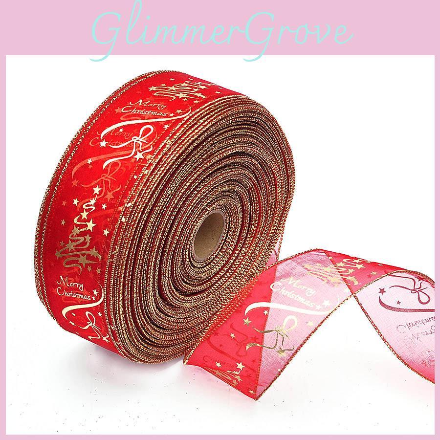 Charming Red 6.3x200cm Christmas Tree Decoration Ribbon For Stylish Gift Wrapping