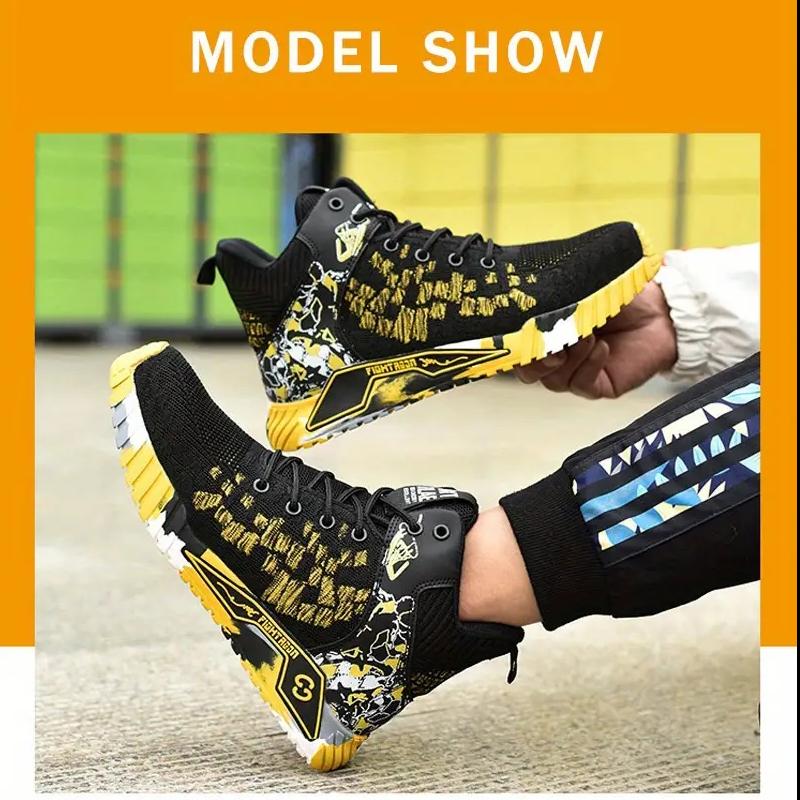 High Top Safety Shoes Men Anti Smashing Anti Puncture Work Shoes Men Work Safety Boots Men's Fashion Security Protective Boots