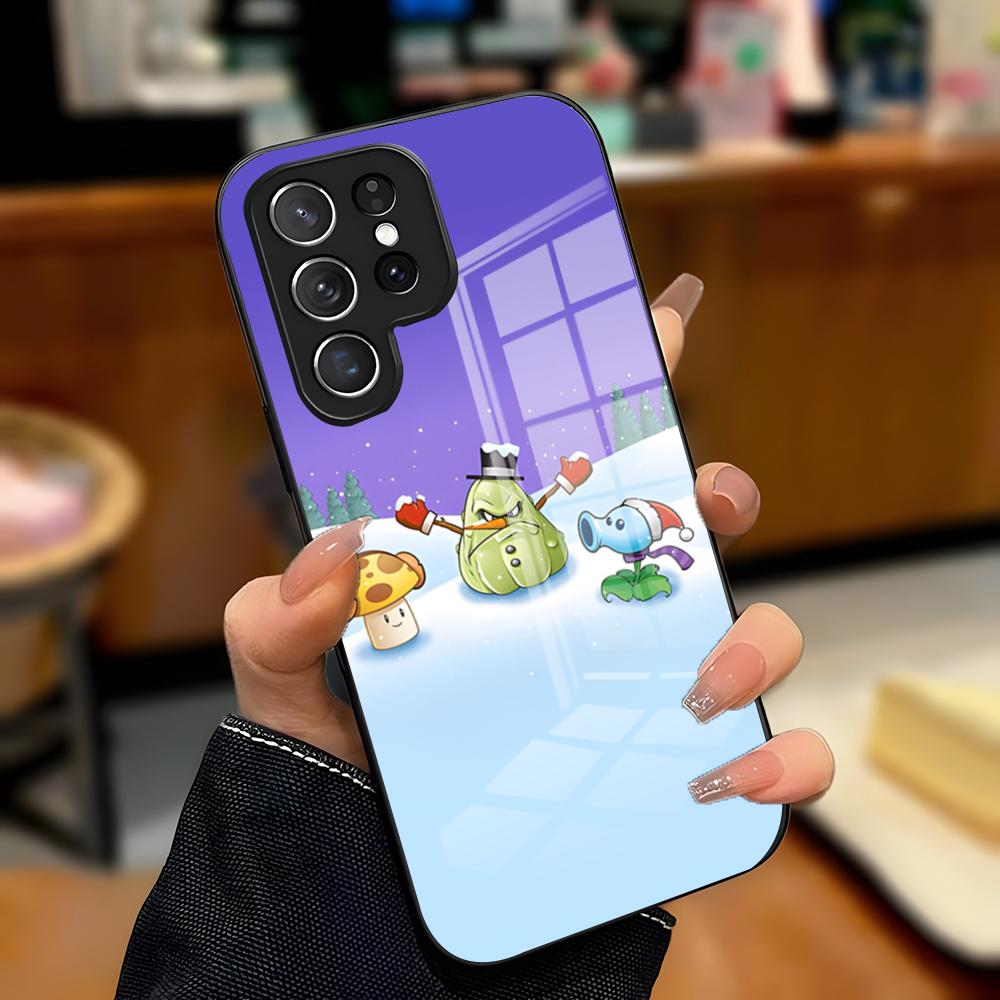 P-Plants Vs. Zombies Phone Case For Samsung S25 Plus S20 S20 Plus S22 Ultra S23 FE S21 Plus S21 Ultra Glass Cover