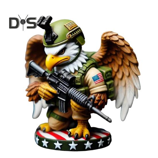 Eagle Soldier Statue Resin Military Eagle Figurine Patriotic Desktop Soldier Ornament for Home Entrance Living Room Decor Independence Day