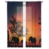 Zmierzch Drzewa Słonie Nowoczesne Zasłony do Salonu Przezroczyste Tiulowe Zasłony Okienne Woal do Sypialni Akcesoria Dekoracyjne