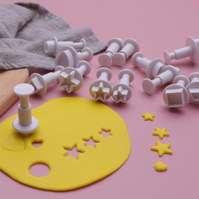 3-12 szt. Geometryczne foremki do ciastek Plastikowe kwadratowe dekoracje cukiernicze Foremka do fondantu koło gwiazda Foremka do ciastek Narzędzia do pieczenia lukru