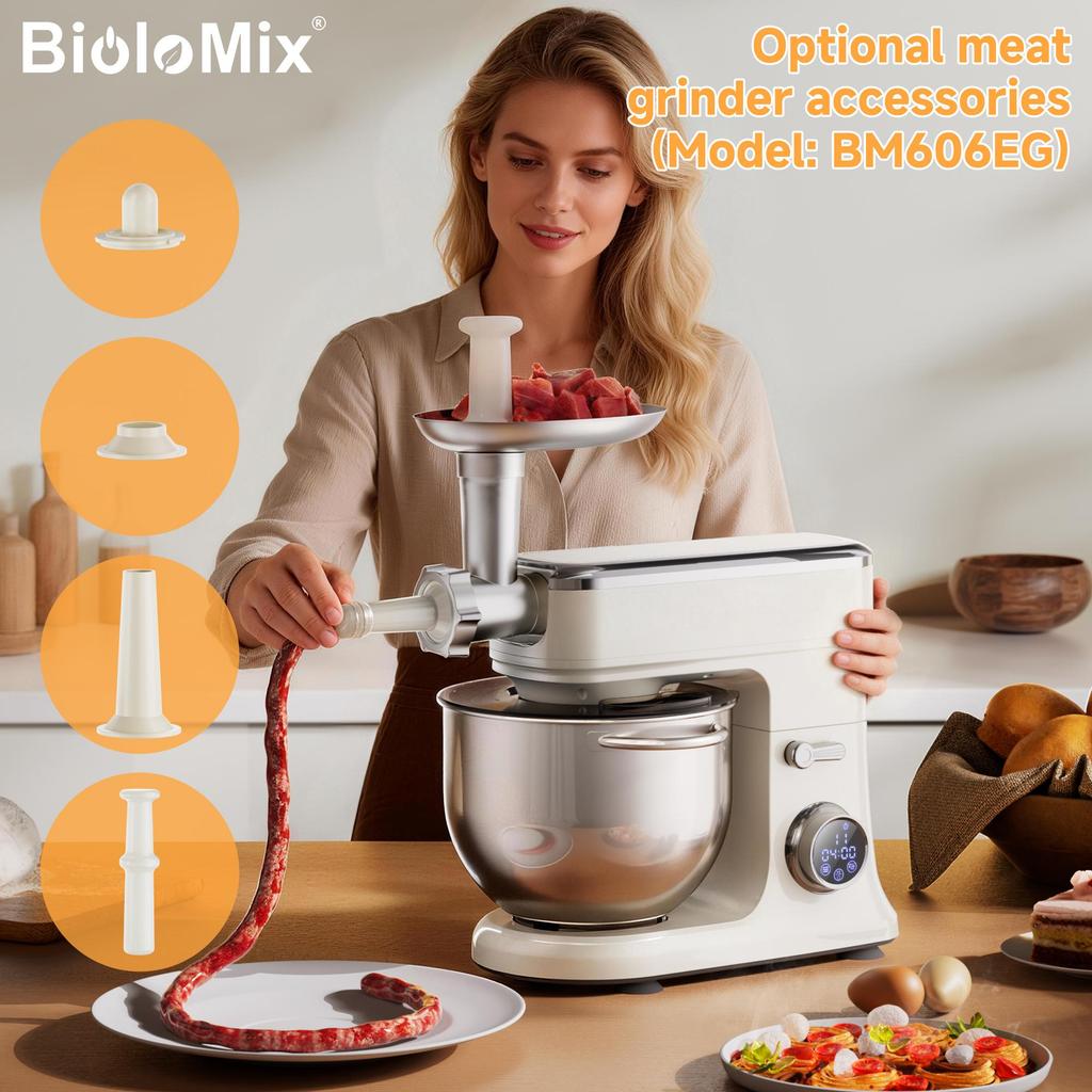 Biolomix BM606E Stand Mixer,1200W 7L Large Bowl OLED Touch Display Electric Kitchen Mixer