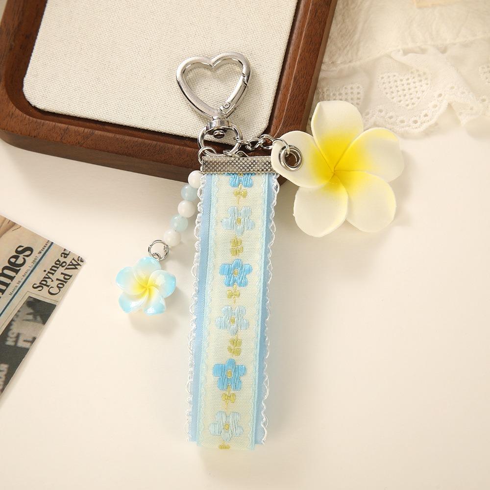 Love Buckle Egg Flower Keychain Beads Bag Charm Fashion Floral Key Chain  Key Keyring синий