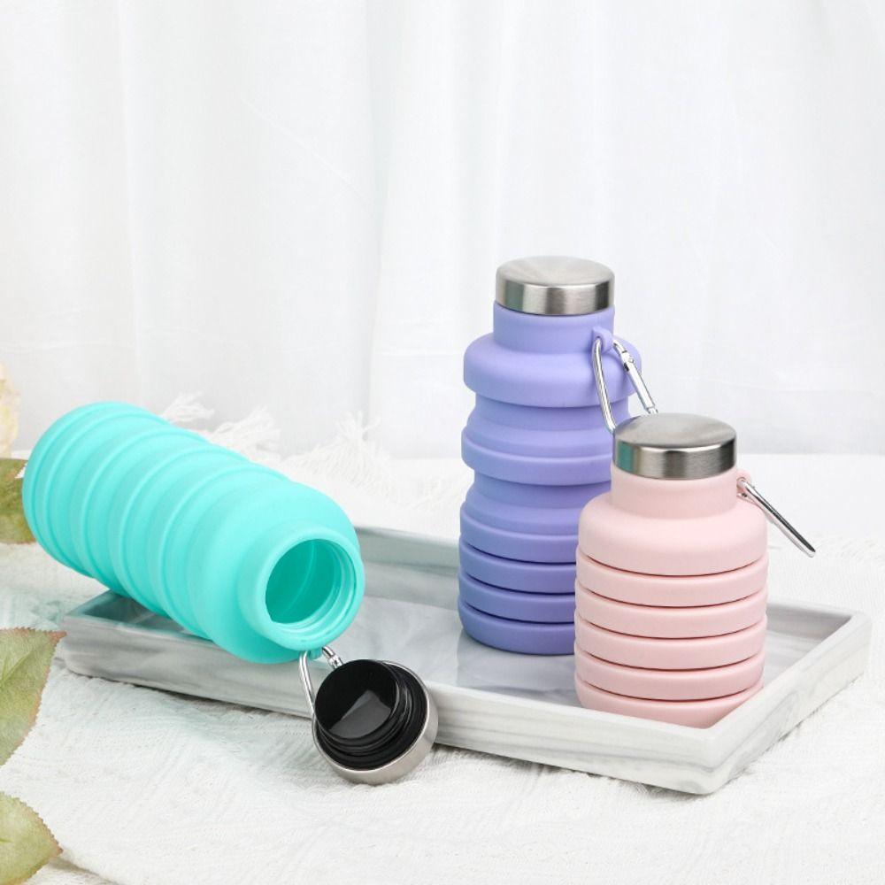 Silicone Foldable Water Bottle 17oz Sport Water Bottle Portable Collapsible Water Bottle  Traveling