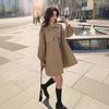 Women's Mid-Length Khaki Windbreaker Coat - Spring/Autumn 2026, Casual Lantern Sleeve Design