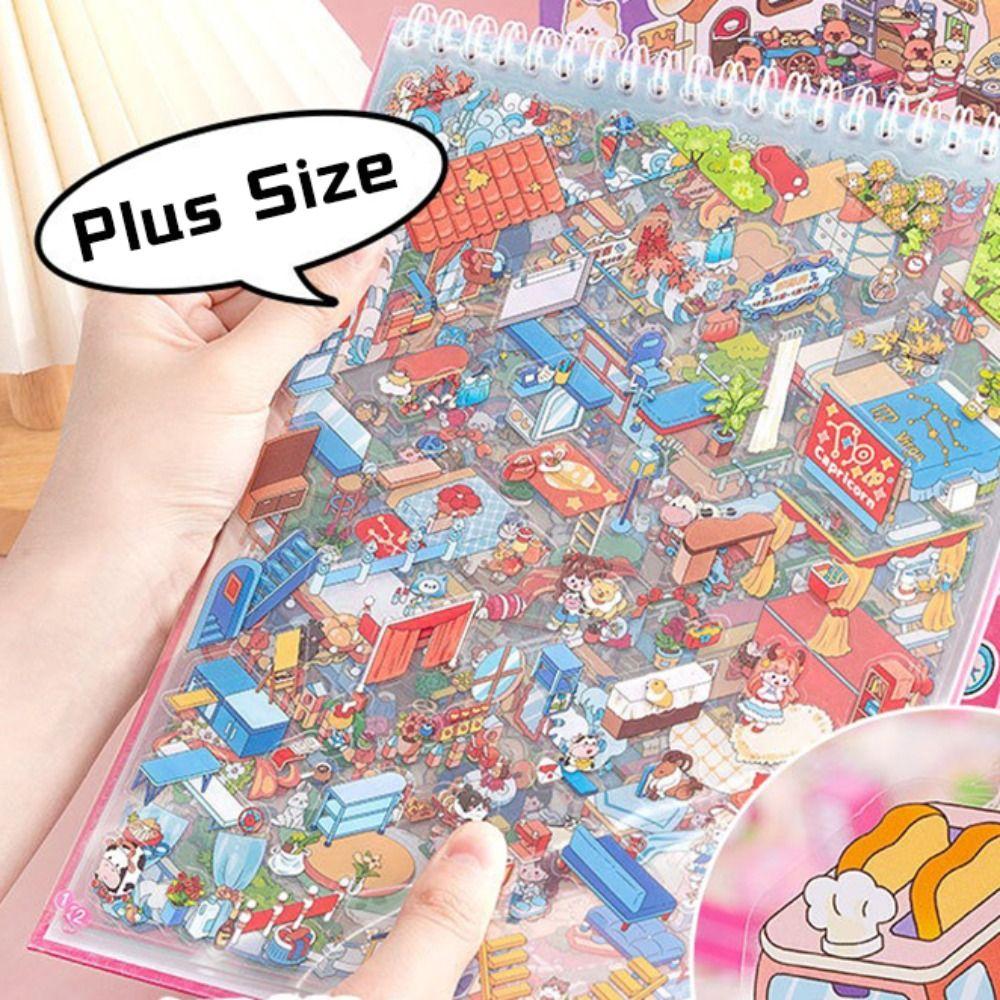 6-in-1 Miniature Landscape Sticker Collection Plus Size PET 3D Landscape Sticker Capybara Three-dimensional