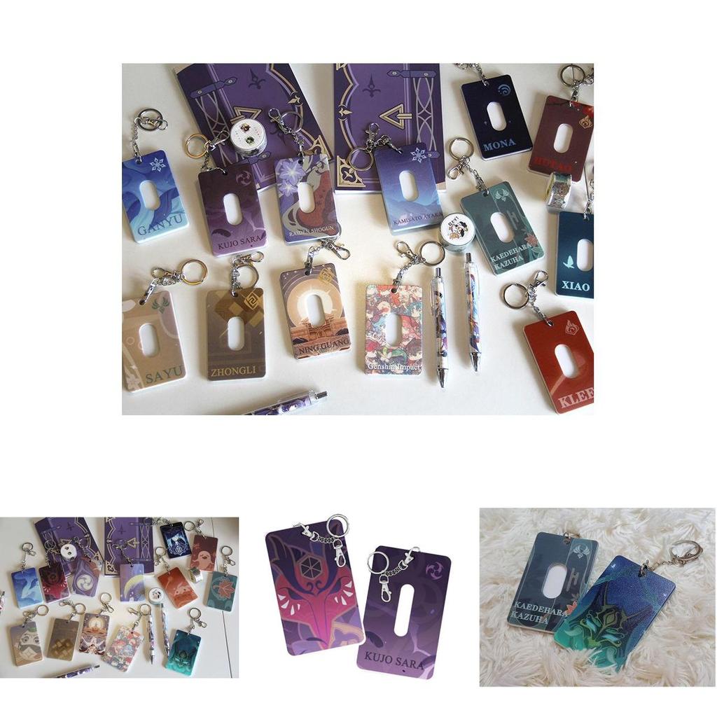 Genshin Impact Card Holder Keychain Pendant With Vibrant Klee Mona Hutao Xiao Ganyu Sayu Ning Design